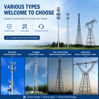 Pylône de télécommunication autoportant en acier tubulaire à 3 pieds, 40 42 45 48 50 52 55 60 65 mètres, YingHao