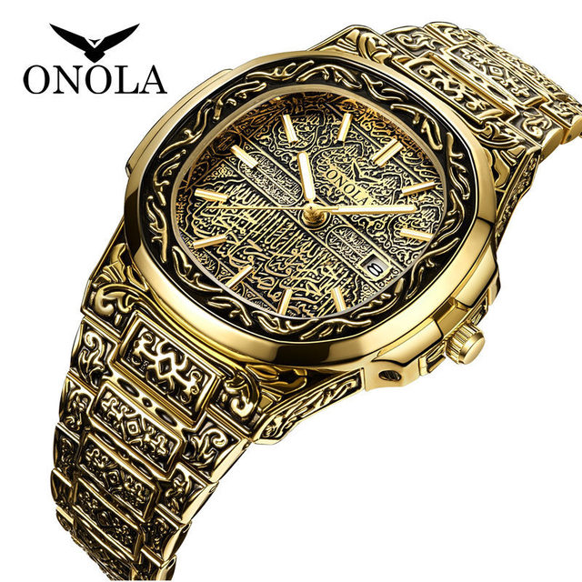 ONOLA 3808 Hot Sale Retro Watch for Men Stainless Steel Waterproof Quartz Watches Luminous Calendar Business Mens Wristwatches