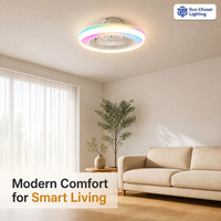 Ventilateur de plafond LED intelligent RGB moderne avec 6 vitesses, contrôle par application, variateur d'intensité, moteur en cuivre pur pour chambre à coucher et salon