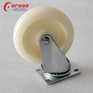 Medium Wit <span class=keywords><strong>Nylon</strong></span> Wiel Platte Bodem Hand Push Sleepkar Universeel Industrieel <span class=keywords><strong>Nylon</strong></span> Wiel Met Activiteit Caster Wielen - Product Image 6