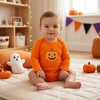 Combinaison à manches longues 100% coton pour bébé fille, respirante et douce, vente en gros, logo personnalisé, fabricant de vêtements pour bébés