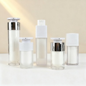 15ml 30ml 50ml Custom <b>Empty</b> Serum Lotion Clear White Frosted Cosmetic <b>Plastic</b> Lotion Airless Pump <b>Bottle</b> With Silver Cap - Product Image 2