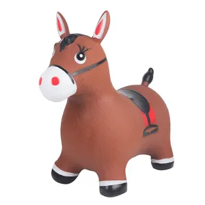 Jumping Horse Hopper Brown Horse Ride On Rubber Bouncing Animal Toys For Kids