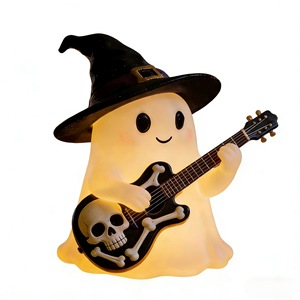 Dropshipping Shopify Halloween Ghost Playing Guitar Night Light Cute Reading Resin Figurine Table Decor - Product Image 1
