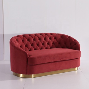 Đồ Nội Thất Phòng Khách Thanh Lịch Giữa Thế Kỷ Victoria Ghế Sofa Vải 3 Chỗ Màu Đỏ Cho Gia Đình Bộ Sofa Chesterfield Sang Trọng Đã Qua Sử Dụng - Product Image 2