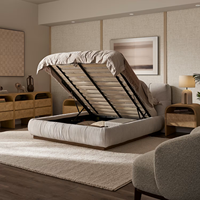 Lit de chambre confortable en bois massif de haute qualité, fait main et personnalisé, avec rangement intégré, pour appartement de luxe