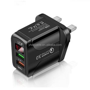 Dual <b>USB</b> Fast Charger with Digital Display Smart Travel Charger <b>Adapter</b> Compatible with US/EU/UK <b>Plugs</b> for Phones Tablets - Product Image 4