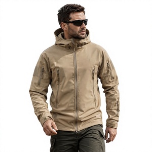 <b>Men's</b> Hooded <b>Safari</b> <b>Jacket</b> Windproof Zipper Closure Workwear Style Autumn Outdoor Wear Regular Fit Solid Color Beige - Product Image 1