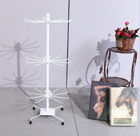 Offre Spéciale Présentoir Pivotant Noir Blanc en Fer à 3 Niveaux pour Bijoux, Chaussettes, Accessoires de Téléphone et Porte-Chapeaux