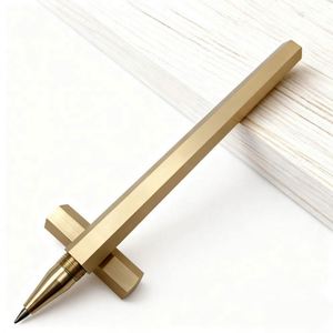 Custom Handcrafted <b>Brushed</b> High-grade Brass Ballpoint Pen with Custom Logo Hexagonal Design Scale Blue/Black Ink-for Gifting - Product Image 1