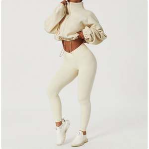 Custom High Quality Women Streetwear Manufacturer Distressed Puff Print Fleece String Pullover Loose Crop Top <b>White</b> <b>Hoodie</b> - Product Image 3