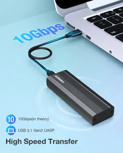 FIDECO New Design USB3.1 C to M.2 B Key B+M Key Nvme Ngff Pcie SSD Box Case 10Gbps High Speed Hard Drive SSD Enclosure