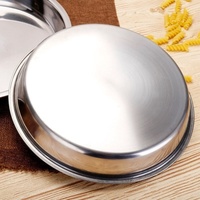 Assiette plate en acier inoxydable poli, de style coréen moderne, compatible micro-ondes, pour la cuisson à la vapeur des fruits et des gâteaux