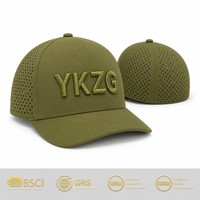 Casquette de baseball de luxe bleu roi à 5 panneaux, broderie 3D personnalisée, logo feuille découpé au laser, perforée, performance, casquette snapback, tenue d'équipe
