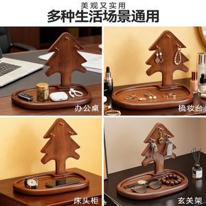 Solid Wood <b>Desktop</b> Organizer Christmas Tree Shape Key Tray Storage Display Office Home Use Multipurpose Standing Type Pine Wood - Product Image 5