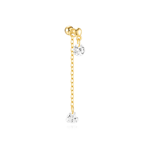 Pendientes Finos con Zirconia en Forma de Corazón, Plata 925, Chapados en Oro de 18k - Product Image 1