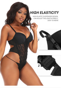 Dos nu femmes Sexy body Shaper Perspective vêtements de nuit Lingerie <span class=keywords><strong>transparente</strong></span> une pièce soutien-gorge dentelle justaucorps combinaisons Shapewear - Product Image 2