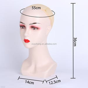Tête de mannequin réaliste professionnelle en PP à long cou avec épaules et maquillage pour présentation de perruques – Vente en gros à prix réduit - Product Image 3