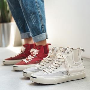 รองเท้าผ้าใบผู้ชายทรงสูงแบบสวม สไตล์เรโทร น้ำหนักเบา ระบายอากาศได้ดี กันลื่น ทนทาน แฟชั่นทันสมัย เหมาะสำหรับใส่เดินเล่นลำลอง - Product Image 4