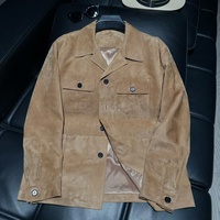 Veste Safari en Daim Camel pour Homme, en Cuir Véritable de Mouton Hybride Importé, Manteau de Chasse avec Poches à Rabat – Vente en Gros