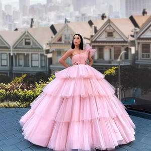 Vestidos de Noche de Lujo LY-PD0244, Falda de Tul de Colores en Capas, Vestidos de Gala con un Solo Hombro, Vestidos de Graduación Modernos y Elegantes - Product Image 3