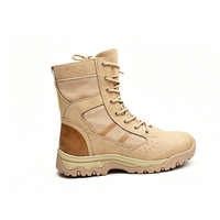 Bottes tactiques OEM ODM à fermeture éclair et lacets, en cuir suédé imperméable, antidérapantes, beige, en tissu Oxford, doublure en microfibre, semelle en caoutchouc