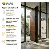 Porte pivotante en bois au design moderne haut de gamme avec profil noir pour entrée extérieure de villas/maisons - Anti-effraction et étanche