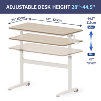 Bureau debout manuel réglable en hauteur, table d'ordinateur debout, table portable réglable en hauteur, bureau mobile assis-debout