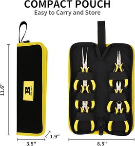 Bộ dụng cụ BOSI 6 món, bao gồm kìm mũi nhọn, kìm đa năng, kèm túi đựng, dùng trong sản xuất và sửa chữa điện tử - Product Image 3