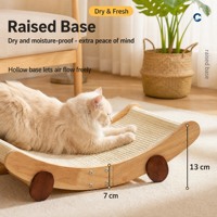 Canapé-lit pour chat en bois massif avec griffoir en sisal, griffoir intégré 2 en 1, nid pour chat