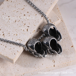 Collar Retro con Colgante de Calavera en Aleación de Zinc, Diseño Geométrico de Esqueleto, Estilo Hip Hop SP1071 - Product Image 1