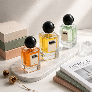 Aikun, Marca Emergente con MOQ Bajo, Botella de Vidrio Cuadrada de 50 ml, Tapa de Bola Negra Brillante, Etiqueta con Logotipo, Caja de Cartón de Lujo, Set de Agua de Perfume - Product Image 3