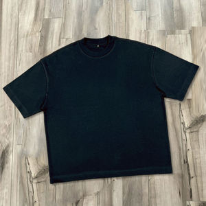 T-shirt noir vintage ample et court pour homme, 100 % coton de haute qualité, coupe oversize, manches courtes, grammage lourd - Product Image 1