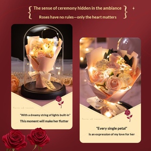 Fleurs Conservées pour Cadeaux de la Saint-Valentin, Bouquet sous Cloche en Verre, Bouquet de Fleurs Fraîches pour la Fête des Mères - Product Image 2