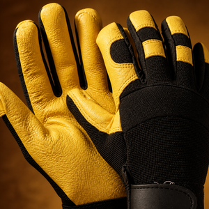 Gants de travail anti-coupure pour mécaniciens, paume en cuir jaune, dos en Spandex, poignet à Velcro, résistants aux coupures, gants de sécurité industriels, vente en gros OEM - Product Image 4