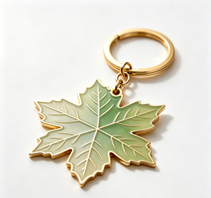Porte-clés en métal en forme de feuille personnalisé, porte-clés en alliage émaillé, ton or, cadeau promotionnel - Product Image 2