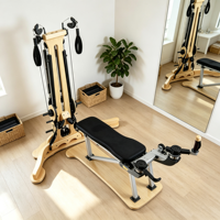 Tour de poulies en bois de hêtre massif de qualité commerciale, équipement de fitness à mouvement en spirale pour studio de yoga