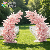 Arche de fleurs de cerisier artificielles violettes, feuilles roses et vertes, décoration de toile de fond pour cérémonie de mariage
