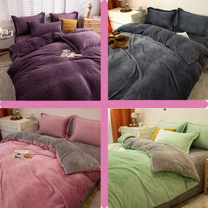 Set Biancheria da Letto In Velluto di Poliestere 100% Morbido e Felpato Invernale 4 Pezzi con Copripiumino Matrimoniale King e Lenzuolo Semplice e Moderno per la Casa - Product Image 6