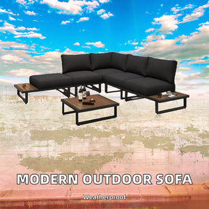 Conjunto de Sofás Esquineros Modernos y Duraderos para Exteriores, Muebles Seccionales en Forma de L para Jardín o Parque, Estructura de Aluminio, Resistentes al Agua y a los Rayos UV - Product Image 2