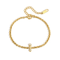 Bracelet à maillons en acier inoxydable plaqué or 18 carats avec zircon, style européen et américain, pour femme, luxe léger, niche