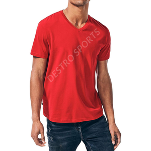 Venta caliente transpirable más tamaño de manga corta Camisetas de los hombres en Ventas al por mayor Precio barato de verano con cuello en V camisetas - Product Image 5