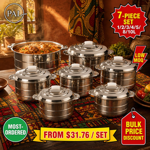 Set di Pentole Isolate in Acciaio Inox PAL per Viaggi e Uso in Cucina, 2 Opzioni di Confezione (3 Pezzi, 7 Pezzi), Capacità 1L e 10L - Product Image 2