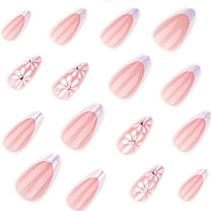 Vente en gros de 24 <span class=keywords><strong>faux</strong></span> ongles en ABS de forme amande moyenne, style minimaliste français haut de gamme, personnalisables - Product Image 4