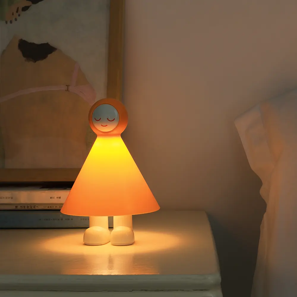 Lampu Led samping tempat tidur, lampu kamar suasana hangat, lampu USB, lampu malam Kawaii Modern isi ulang daya