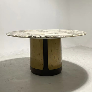 <span class=keywords><strong>Longtop</strong></span> Hochwertige Runde 4 6 Sitzer Luxus möbel Moderner Marmor Metall Edelstahl Basis Sinter stein Esstisch - Product Image 3