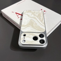 Étui de téléphone mat de luxe à motif vague ondulée avec grande fenêtre intelligente, protection intégrale pour 17 Pro Max/17/16 Pro/15 Pro/14/13
