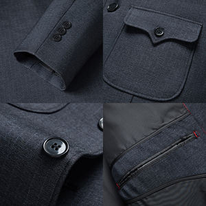 Costumes d'affaires traditionnels pour hommes d'âge moyen et <span class=keywords><strong>âgé</strong></span>s, ensemble printemps-automne pour mariage, en tissu peigné - Product Image 5