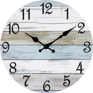 PUSELIFE Home Decor Retro Style Cheap MDF Wood <strong>Clock</strong> Wooden <strong>Wall</strong> <strong>Clock</strong> for Farmhouse Living Room Decoration - Product Image 2