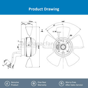 Ventilateur axial de refroidissement électrique OEM Lenze pour onduleur, 230/400 VCA, 2800 tr/min, 53 W, 7 fils, bornes à sertir, pour A2D200-AA02-33 - Product Image 4